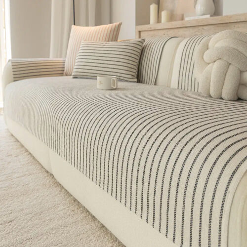 Faux Cotton-Linen Chenille Striped Breathable Scra