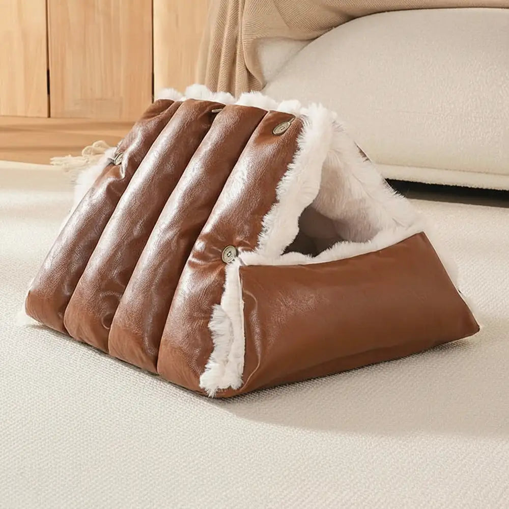 Faux Leather Vintage Multi-function Plush Dog Bed