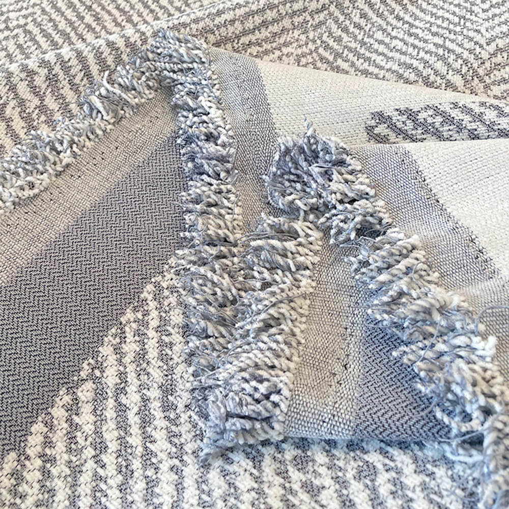 Herringbone Pattern Fringed Chenille Throw Couch C
