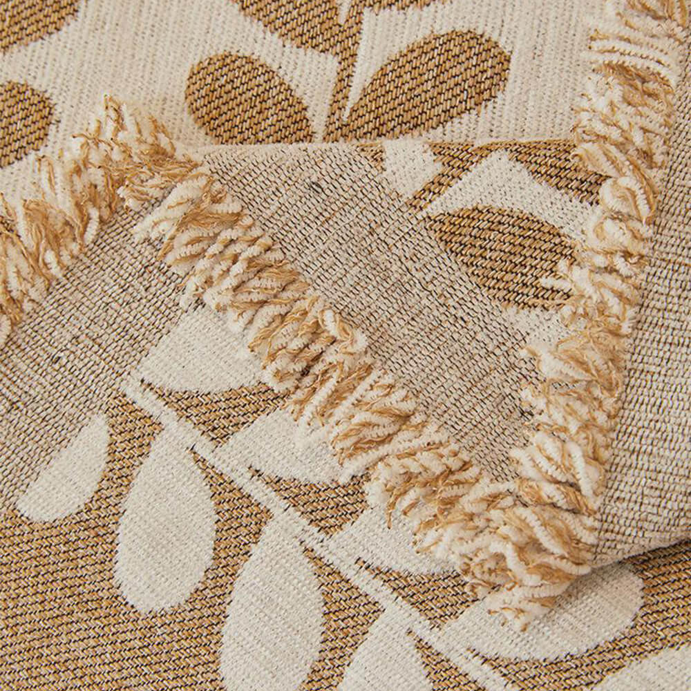 Leaf Stripe Chenille Fabric Fringe Decoration Couc