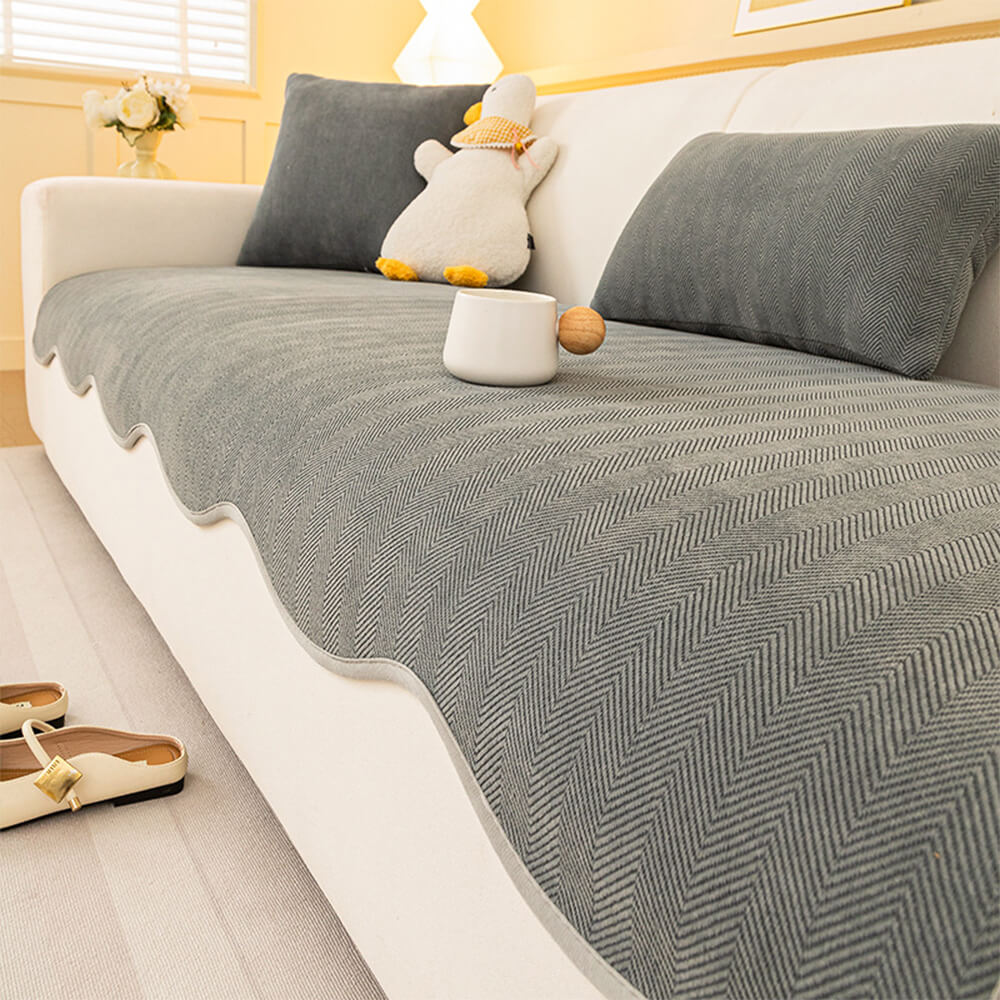 Minimalist Herringbone Chenille Non-Slip Wavy Edge