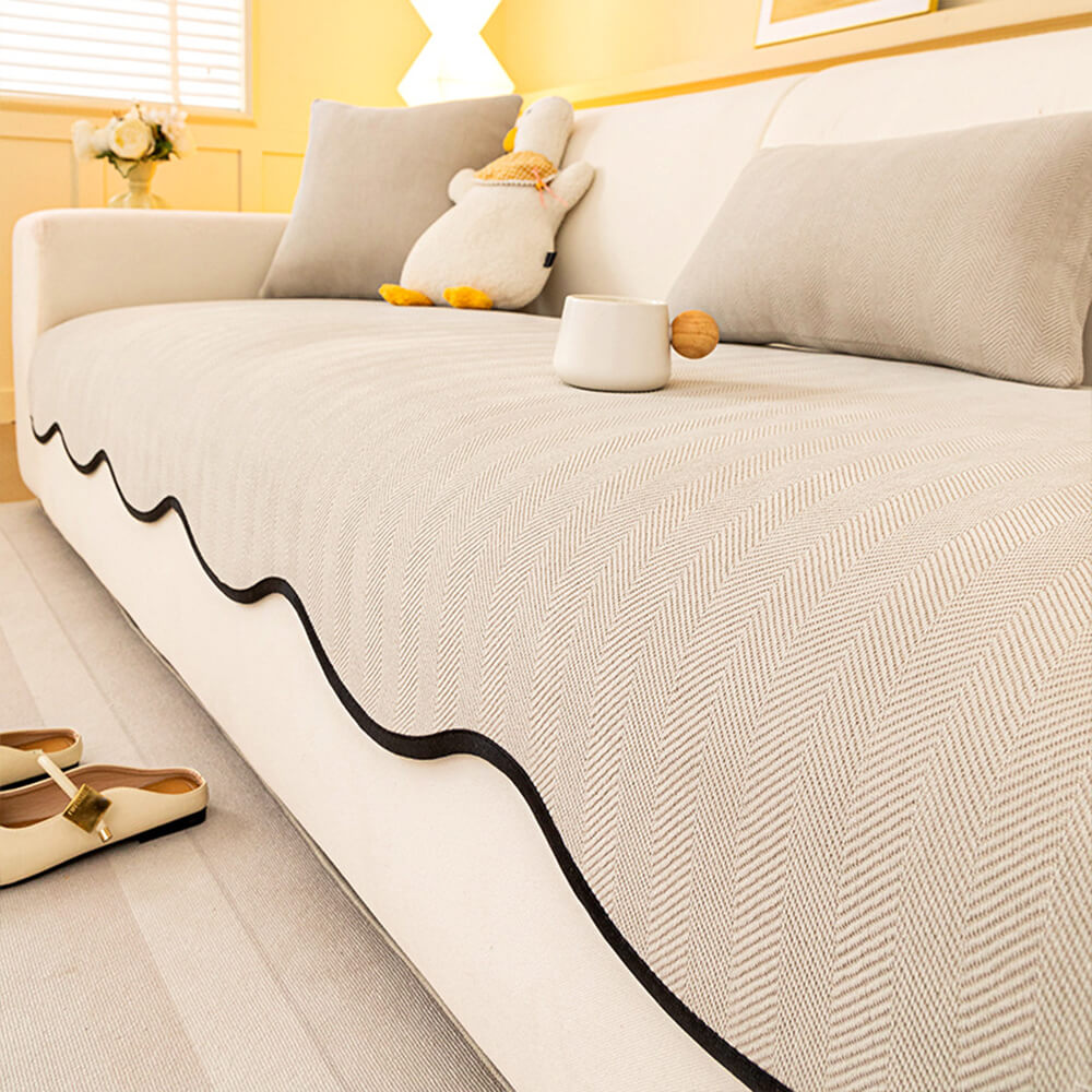Minimalist Herringbone Chenille Non-Slip Wavy Edge
