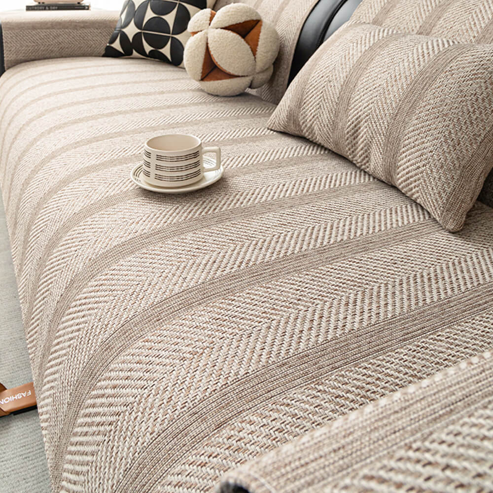 Minimalist Herringbone Weave Breathable Faux Linen