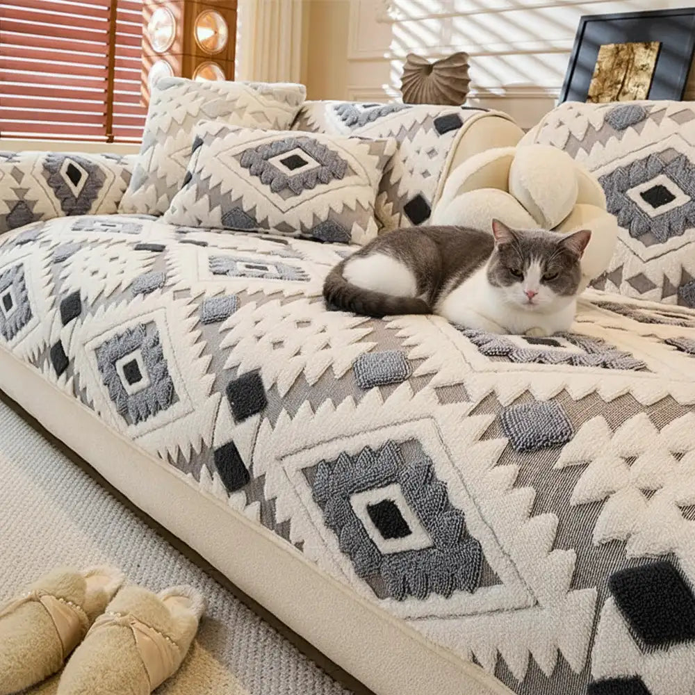 Modern Geometric Thick Plush Anti-Scratch Non-Slip