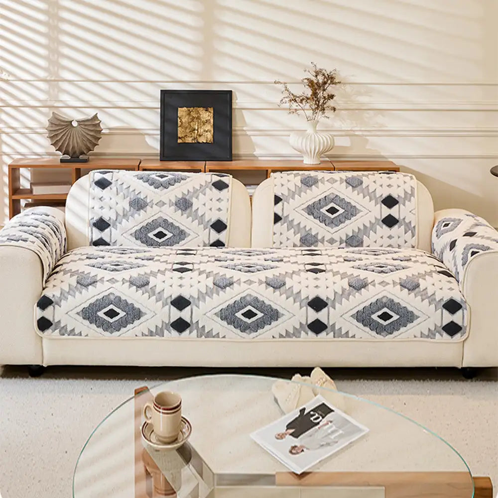 Modern Geometric Thick Plush Anti-Scratch Non-Slip