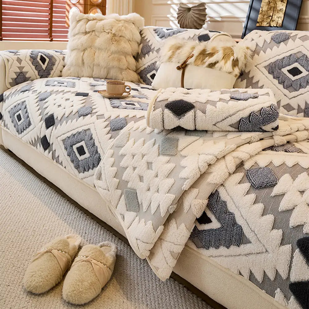 Modern Geometric Thick Plush Anti-Scratch Non-Slip