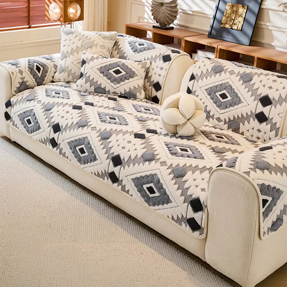 Modern Geometric Thick Plush Anti-Scratch Non-Slip