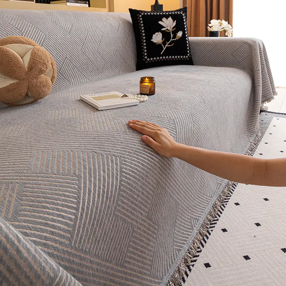 Modern Stripe Chenille Scratch-Resistant Sofa Prot