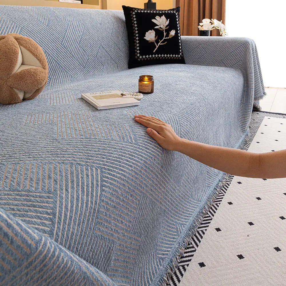 Modern Stripe Chenille Scratch-Resistant Sofa Prot
