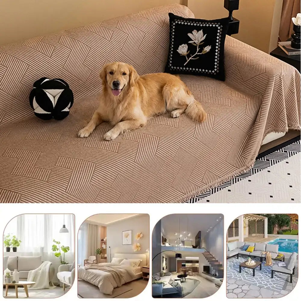 Modern Stripe Chenille Scratch-Resistant Sofa Prot