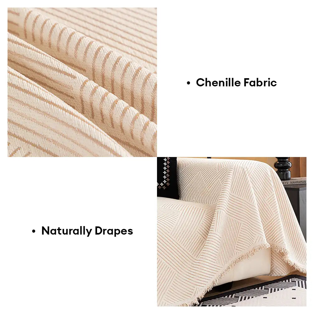 Modern Stripe Chenille Scratch-Resistant Sofa Prot