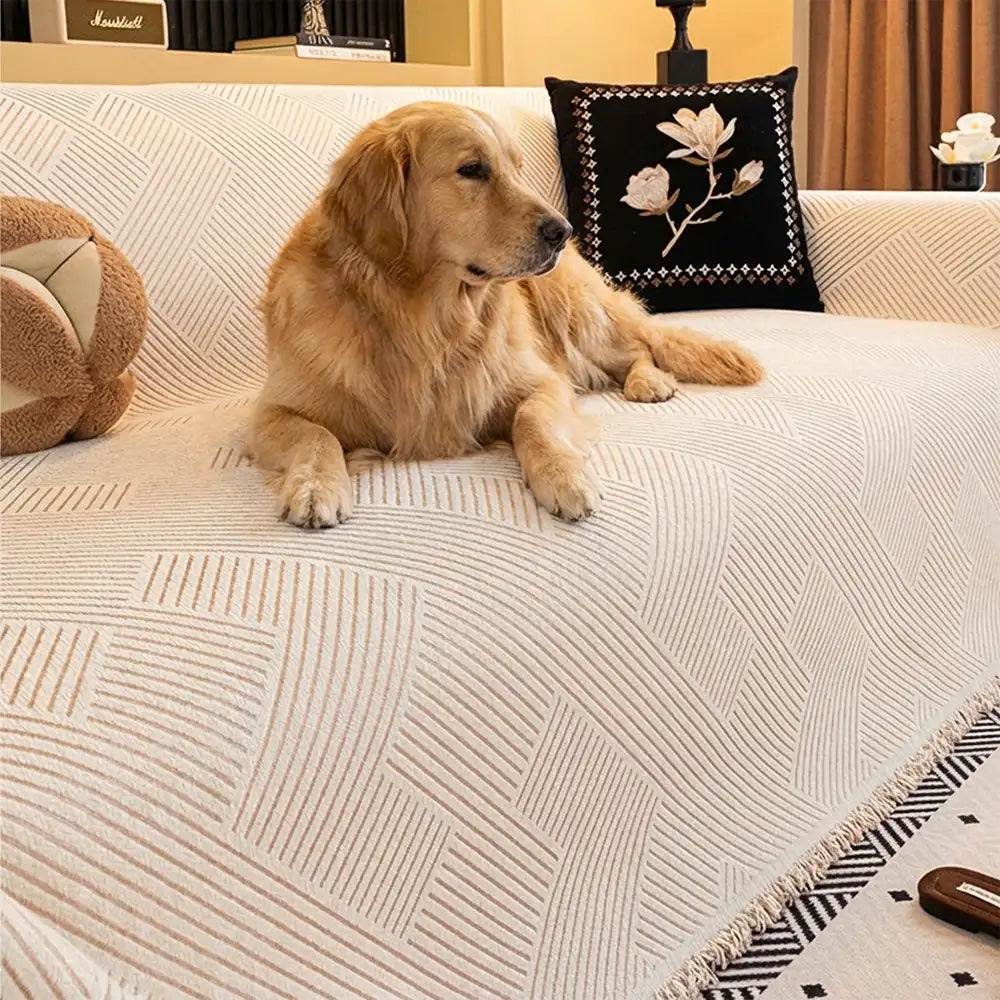 Modern Stripe Chenille Scratch-Resistant Sofa Prot