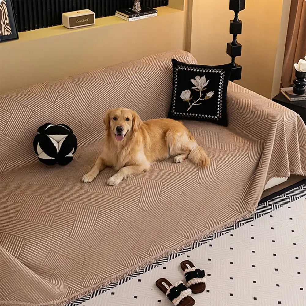 Modern Stripe Chenille Scratch-Resistant Sofa Prot