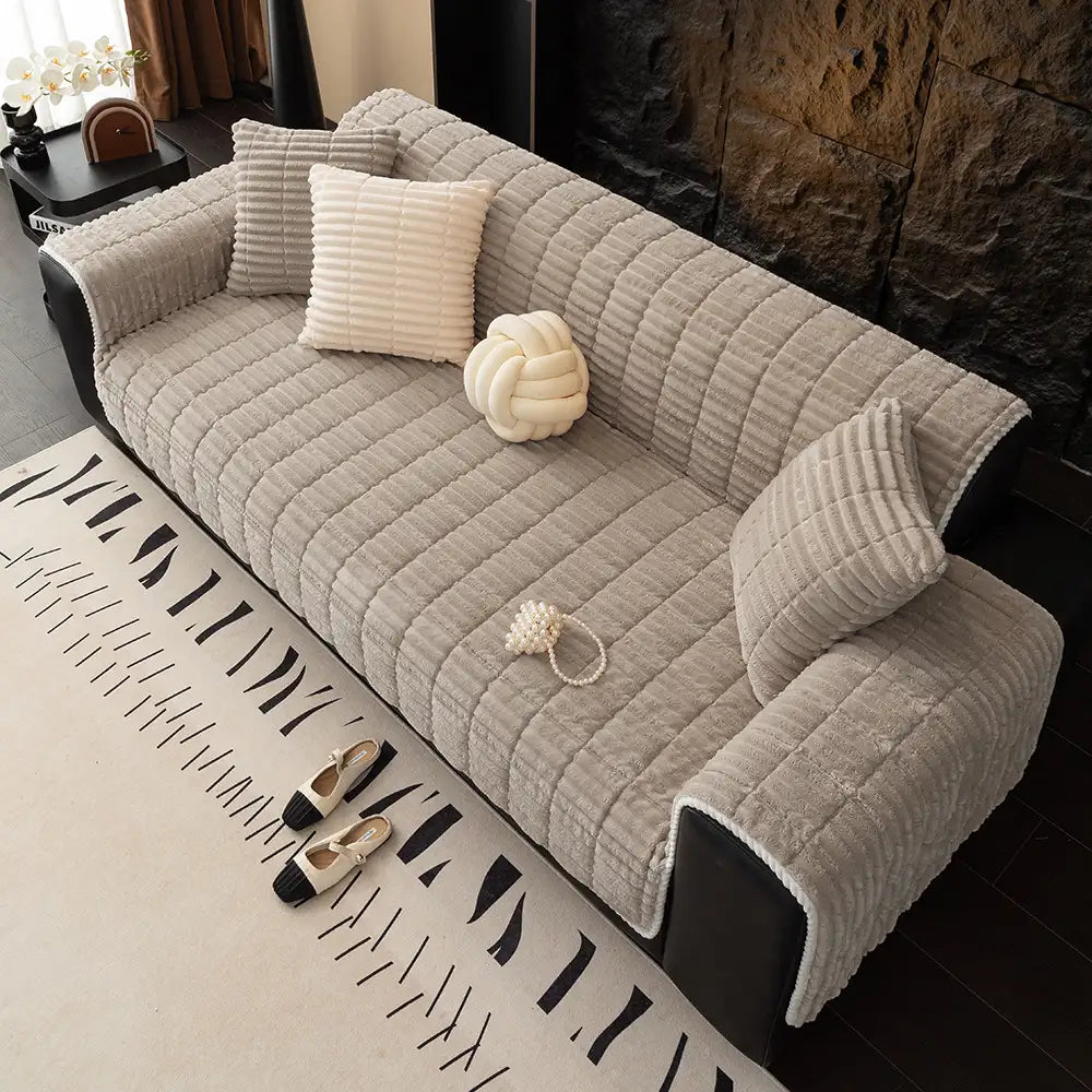 One-Piece Cozy Flannel Sofa Protection Non-Slip Co