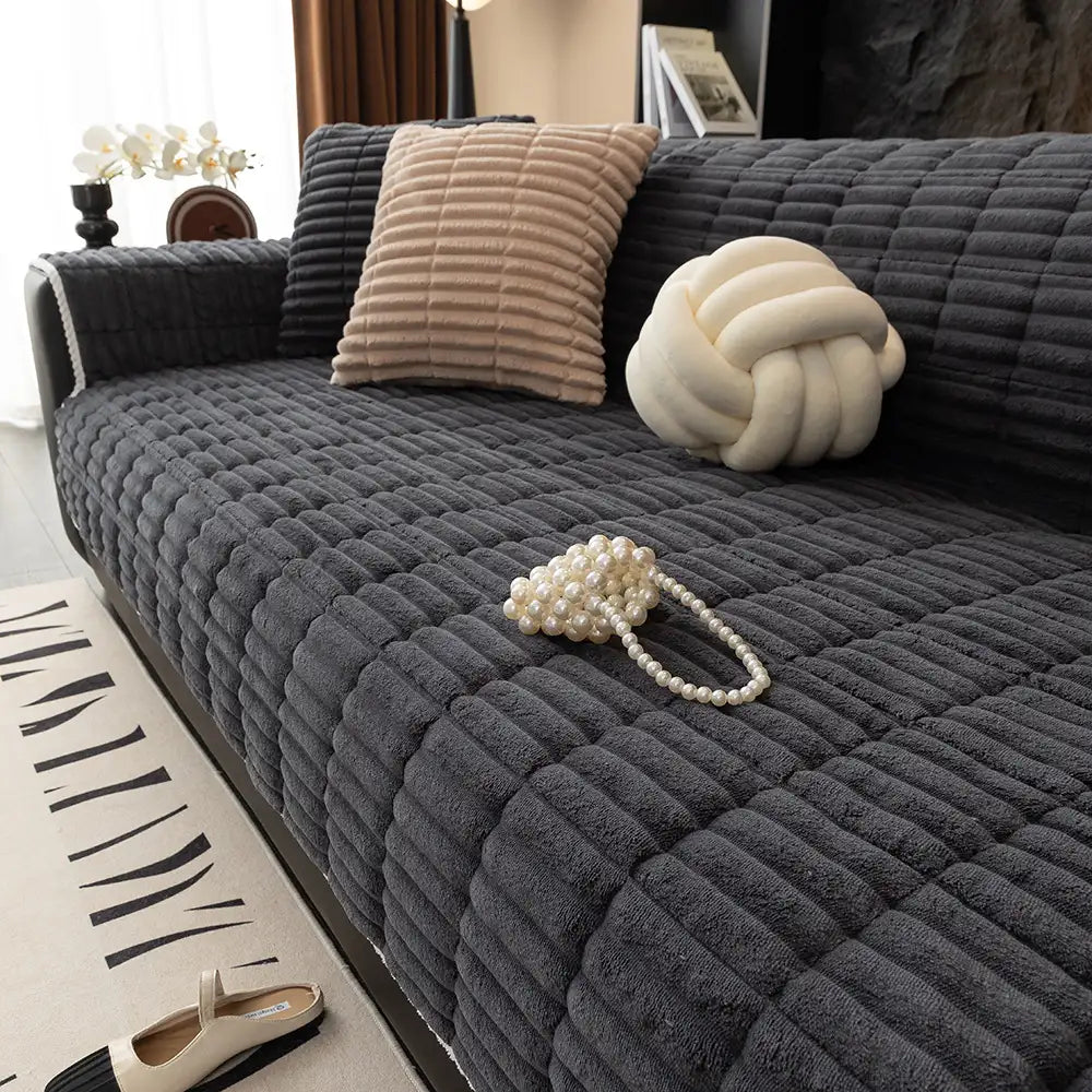 One-Piece Cozy Flannel Sofa Protection Non-Slip Co