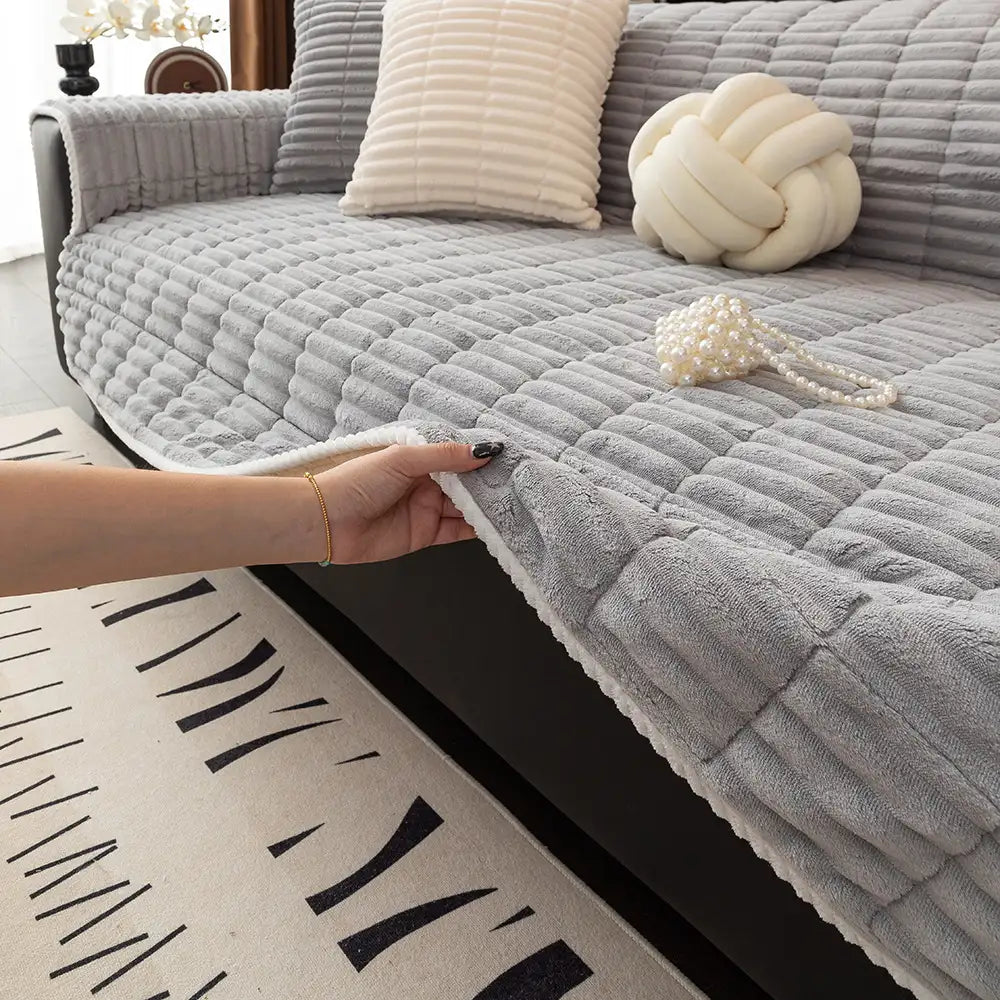 One-Piece Cozy Flannel Sofa Protection Non-Slip Co