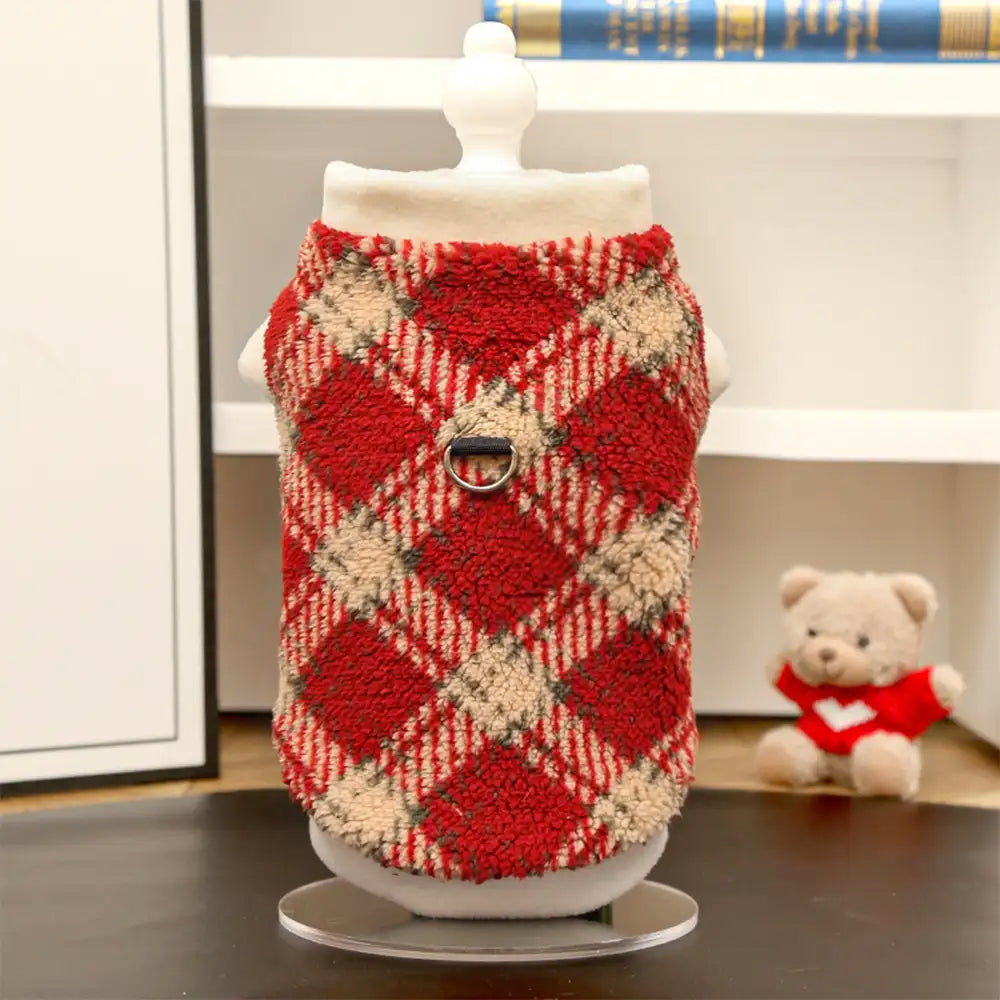 Plaid Comfortable Warm Plush Dog Sweater Suitable