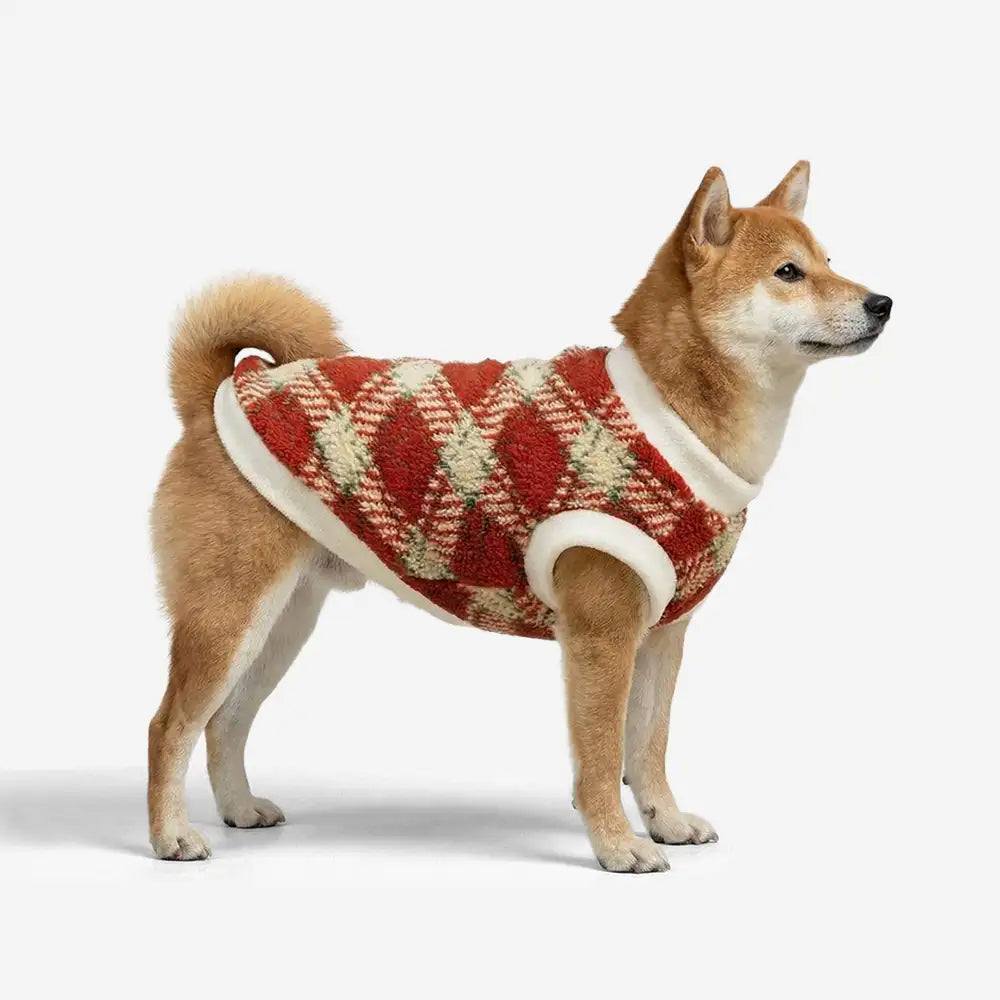 Plaid Comfortable Warm Plush Dog Sweater Suitable
