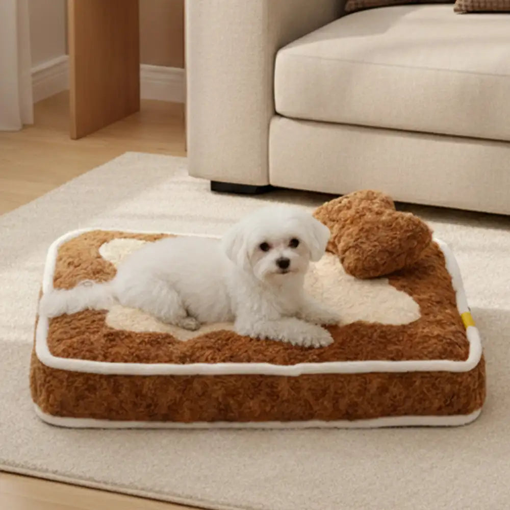 Plush Color-Blocked Creative Bolster Pet Bed