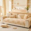 Plush Cream Geometric All Seasons Non-Slip Couch C