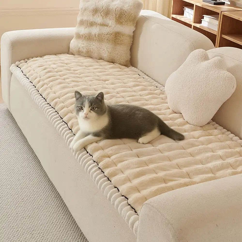 Solid-Color Fluffy Sofa Decor Thickened Couch Cove