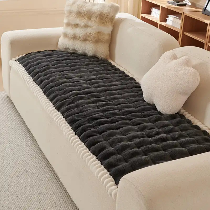 Solid-Color Fluffy Sofa Decor Thickened Couch Cove