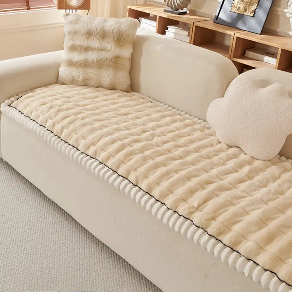 Solid-Color Fluffy Sofa Decor Thickened Couch Cove