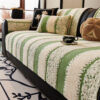 Striped Plush Chenille Thickened Cushion Protector