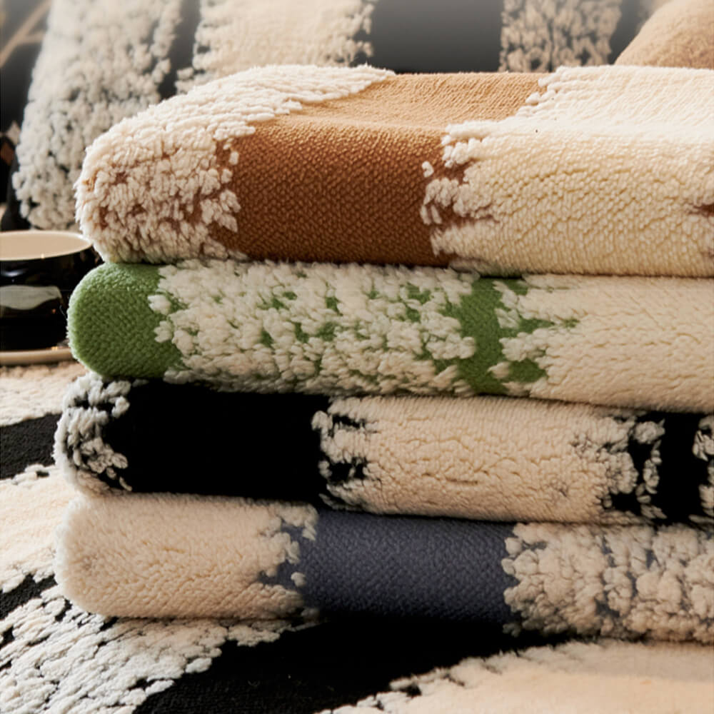 Striped Plush Chenille Thickened Cushion Protector