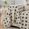 Stylish Checkered Fringed Tassel Chenille Sofa Pro