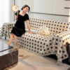 Stylish Checkered Fringed Tassel Chenille Sofa Pro