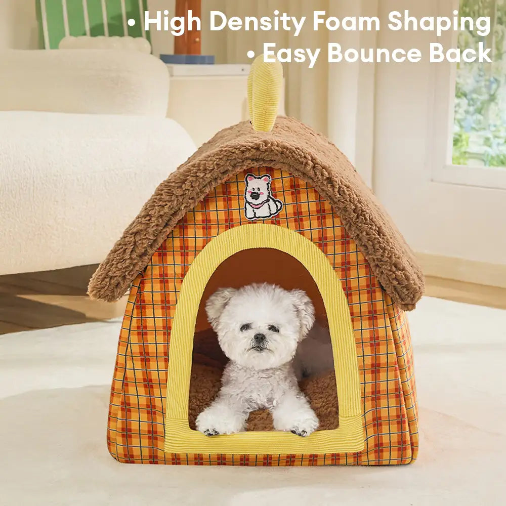 Vintage Plaid Cozy Plush Warm Foldable Cat Cave Do