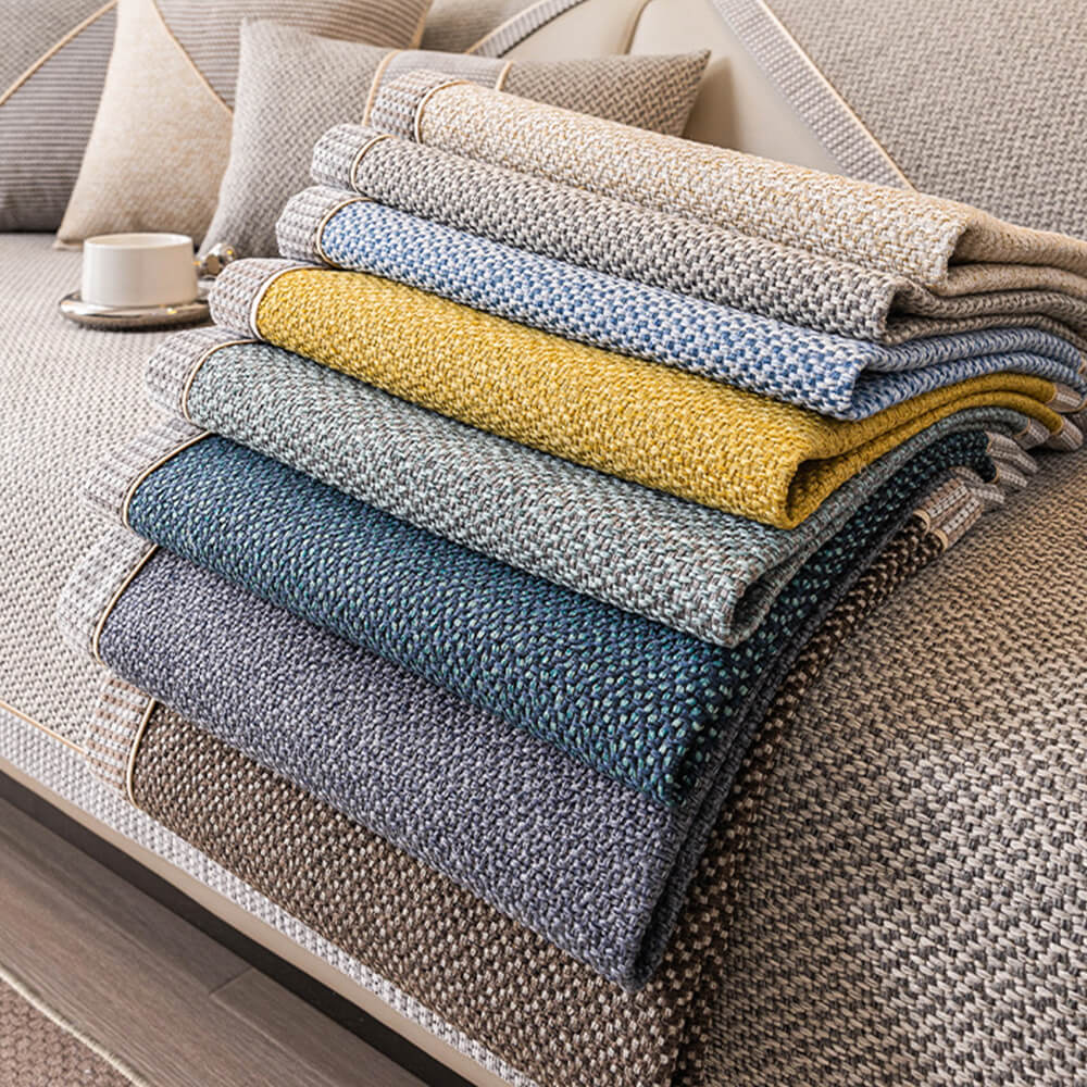 Breathable Woven Cotton Linen Non-Slip Couch Cover