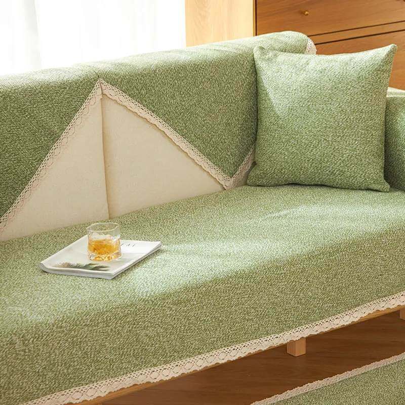 Hand-woven Cotton Linen Non-slip Couch Cover for A