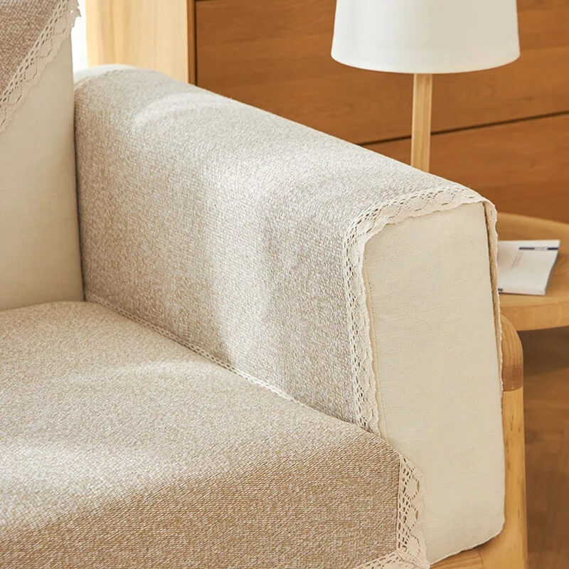 Hand-woven Cotton Linen Non-slip Couch Cover for A