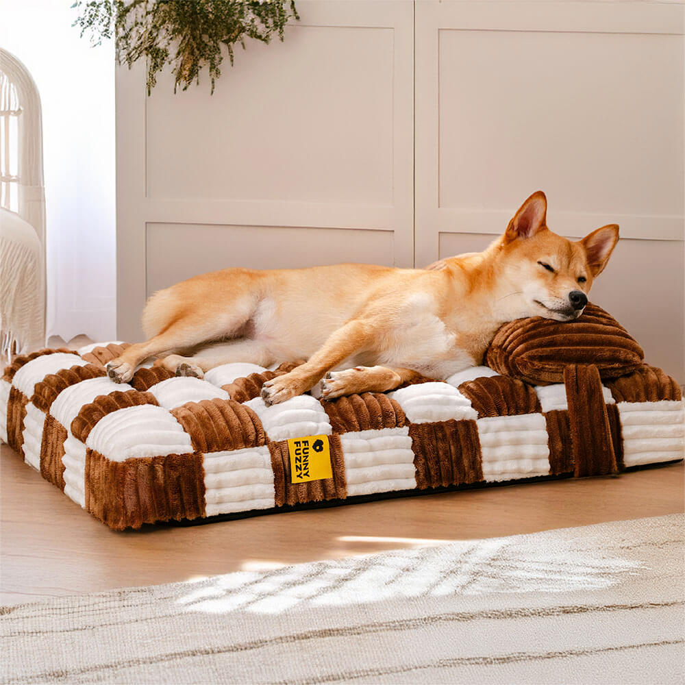 Handmade Plush Chessboard Orthopedic Support Dog B