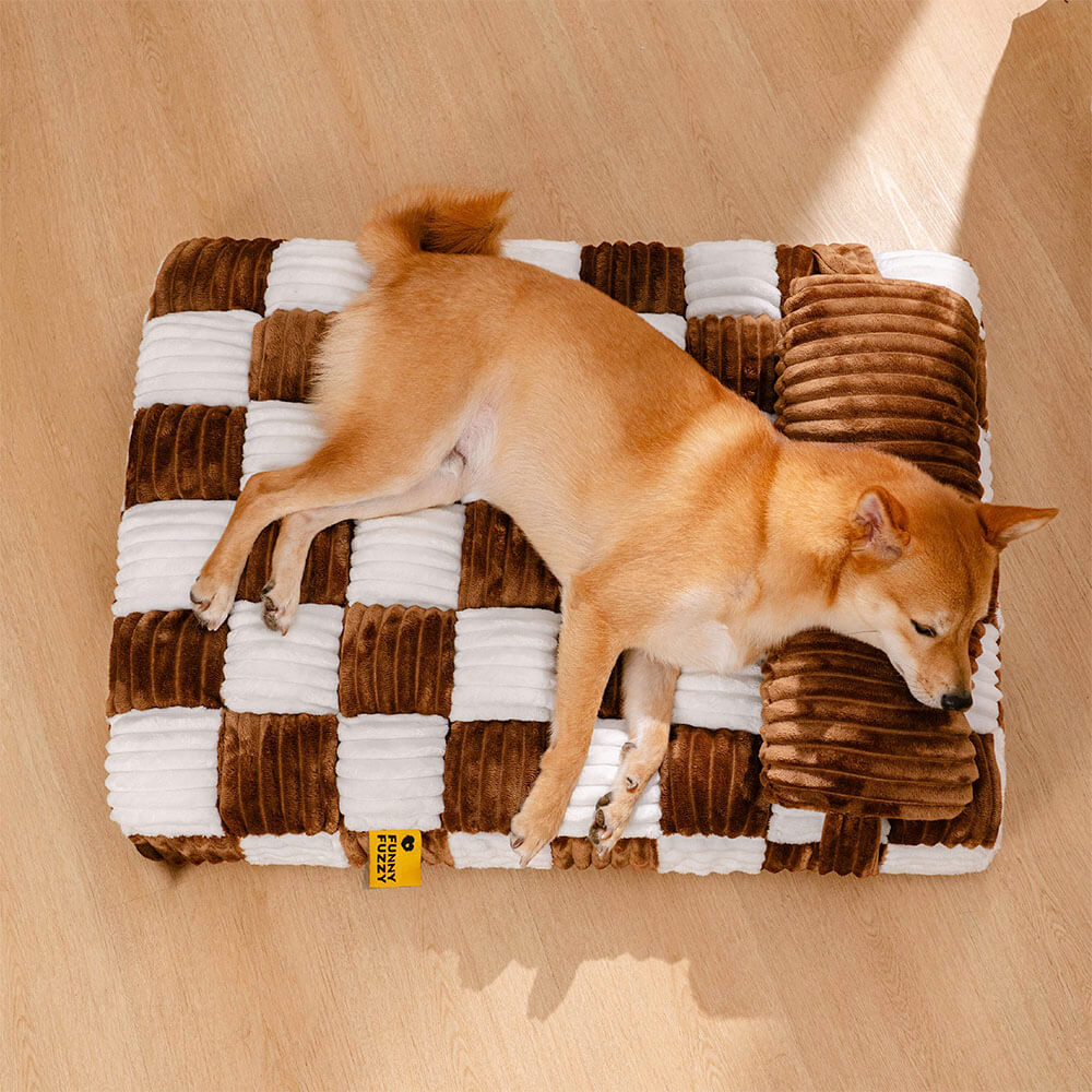 Handmade Plush Chessboard Orthopedic Support Dog B