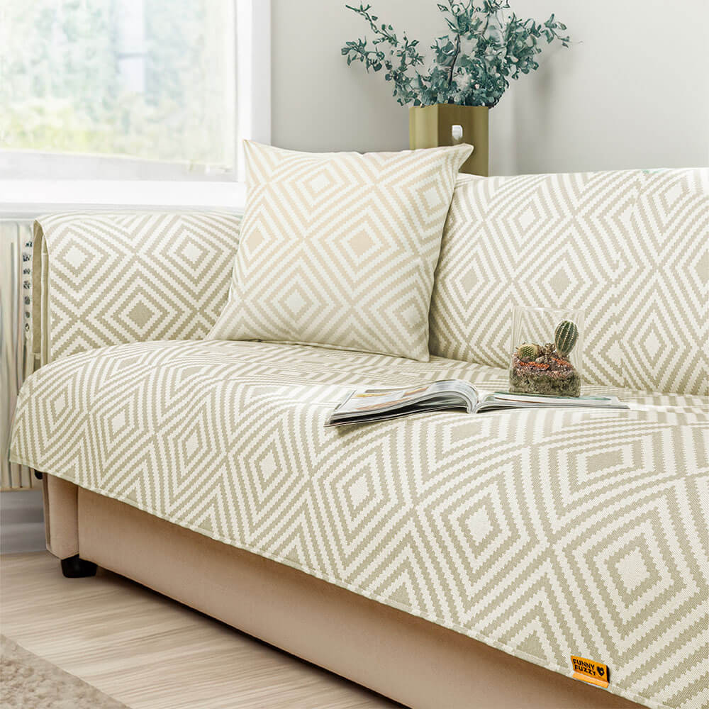Ice Silk Cooling Geometric Couch Cover Antimicrobi
