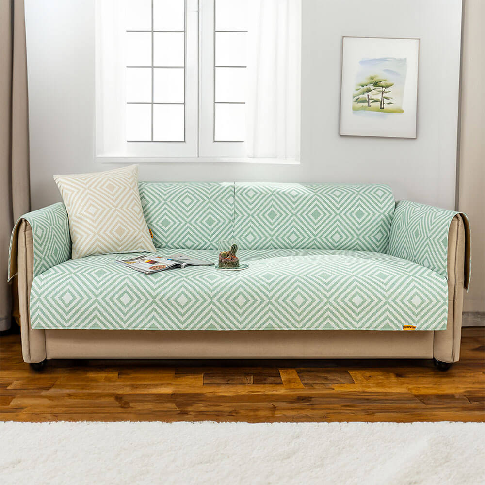 Ice Silk Cooling Geometric Couch Cover Antimicrobi