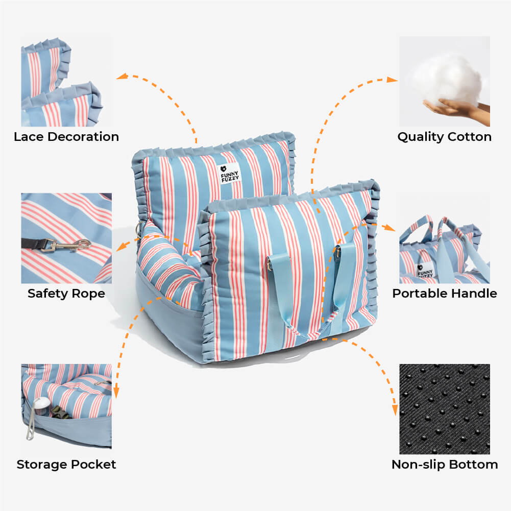 Lace Stripe Travel Safety Waterproof Dog Car Seat