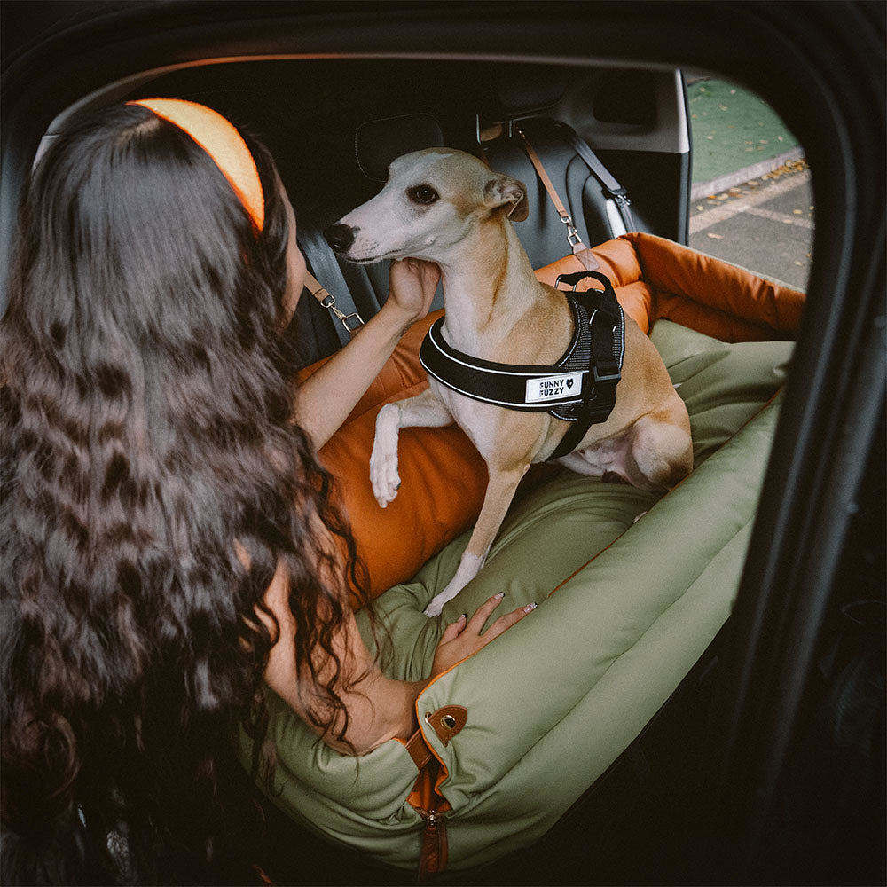 Large Deluxe Faux Leather Dog Car Seat Booster Bed