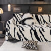 Luxurious Zebra-Print Fluffy Plush Sofa Protector