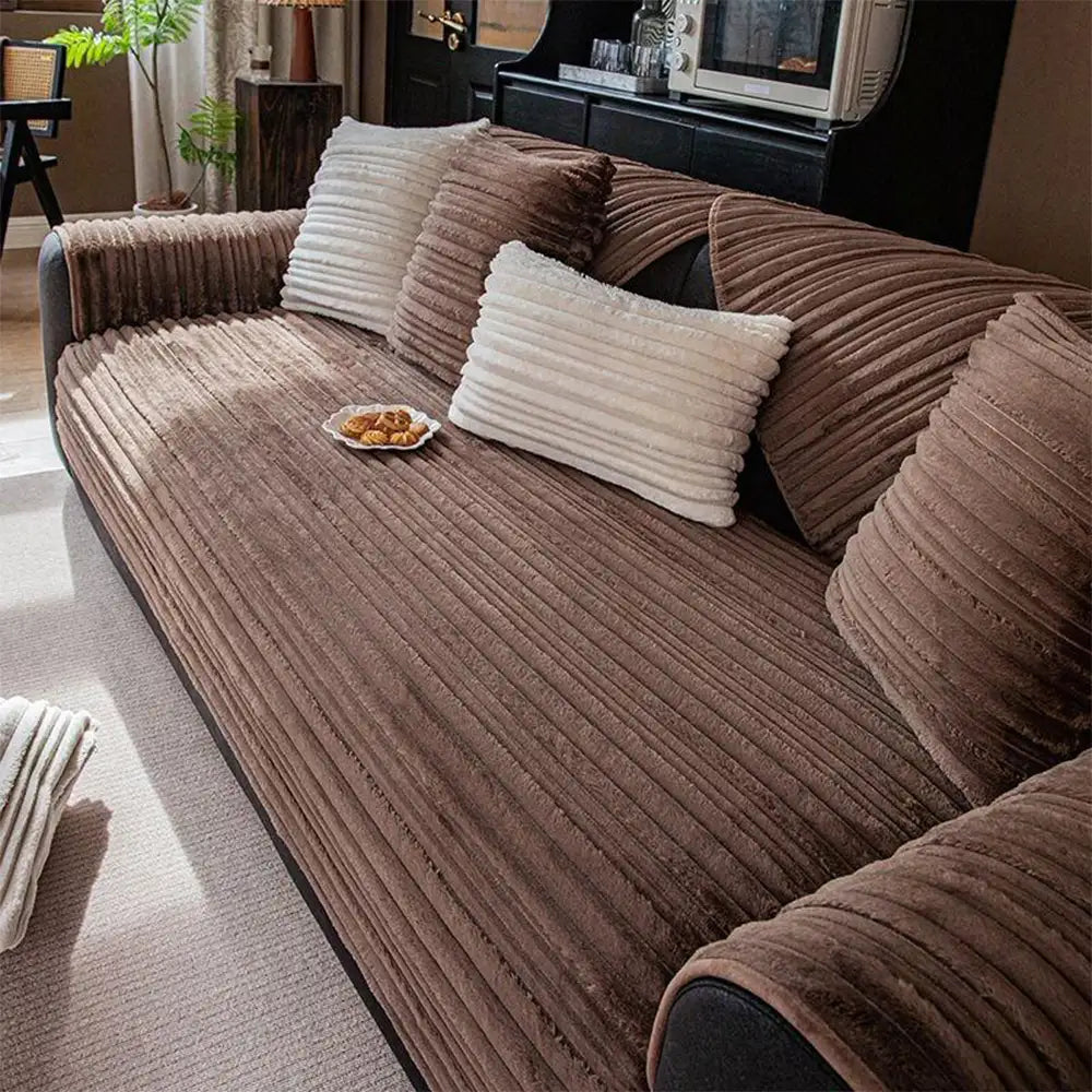 Modern Asymmetrical Stripes Soft Plush Non-Slip Co