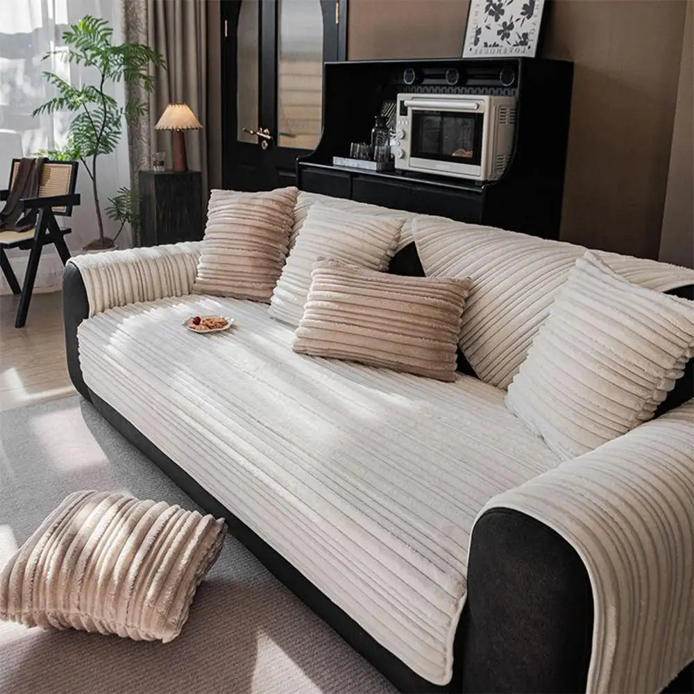 Modern Asymmetrical Stripes Soft Plush Non-Slip Co