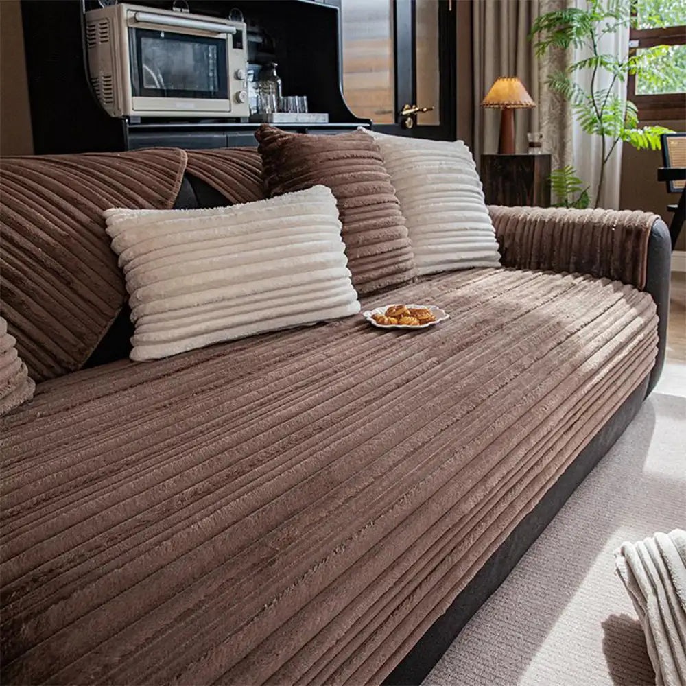 Modern Asymmetrical Stripes Soft Plush Non-Slip Co