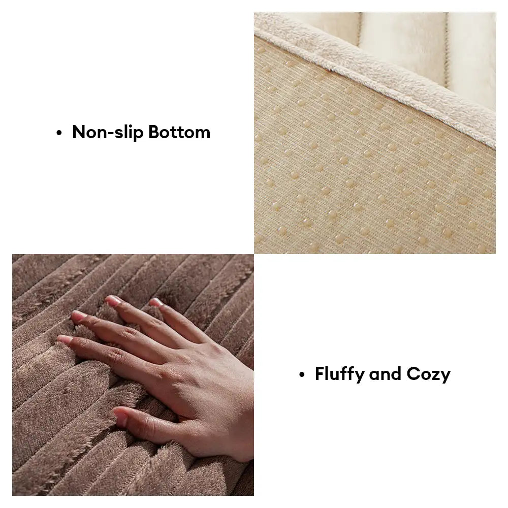 Modern Asymmetrical Stripes Soft Plush Non-Slip Co