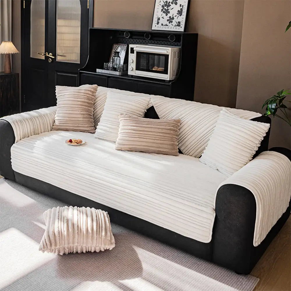 Modern Asymmetrical Stripes Soft Plush Non-Slip Co