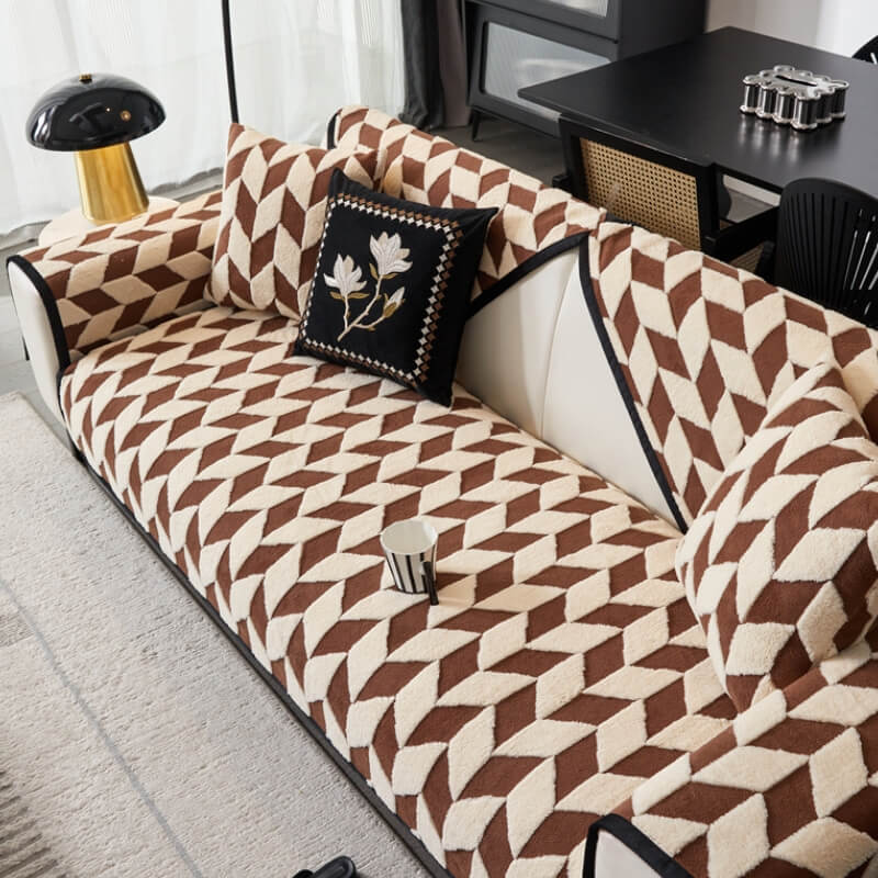 Modern Diamond Plush Sofa Decoration Non-Slip Couc