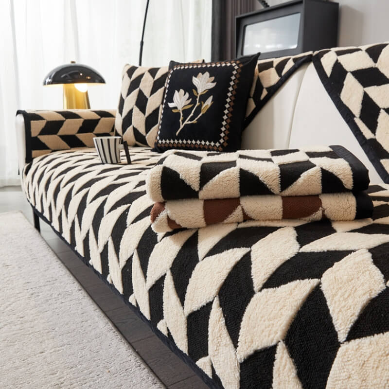 Modern Diamond Plush Sofa Decoration Non-Slip Couc