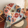 Color Block Checkerboard Fringe Trim Sofa Blanket